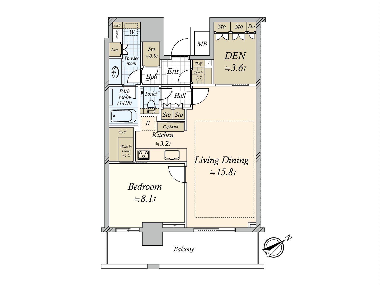 WIC or SIC are dwelling units of 1LDK+S with the abundant storage space. LDK is a certain space about 19 tatami, and an LD possesses floor heating.