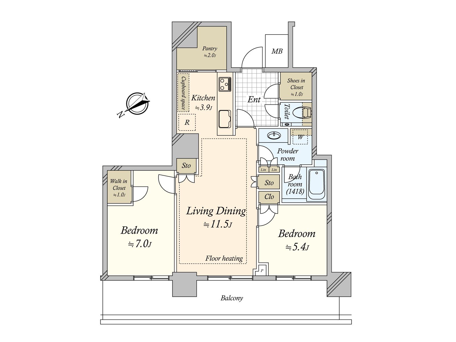 Including WIC and pantry ･ SIC, it is the storing-rich Plan that storing was established in all rooms. I am faced with the all rooms Northwest side Terrace. An LD part possesses the floor heating which he/she warms from the step in winter.