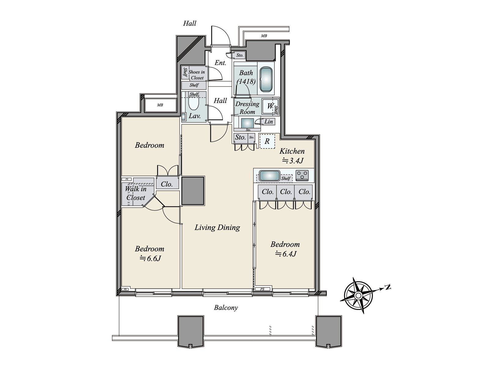 Exclusive area 77.02 square meters/3LDK