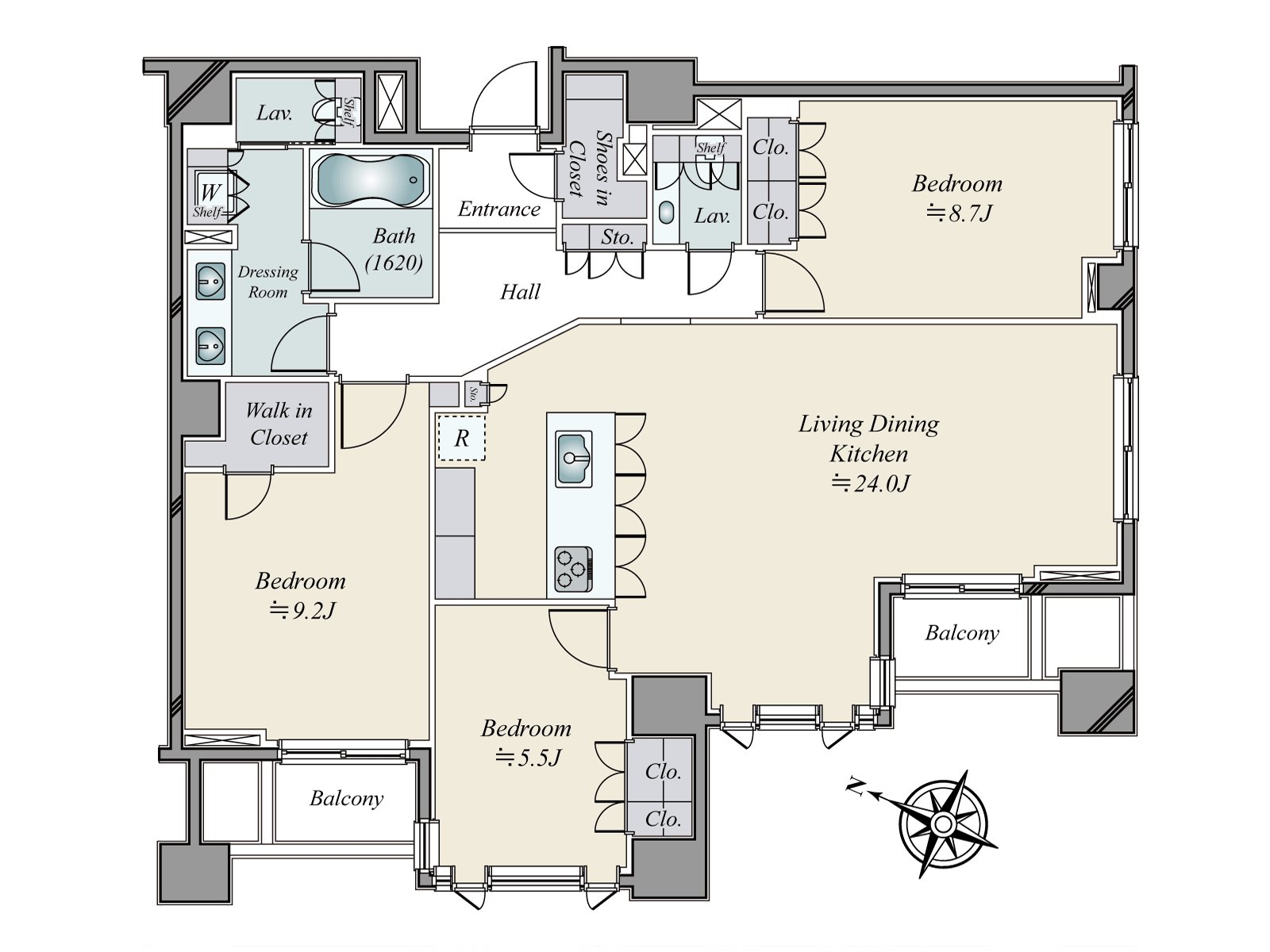 私人使用面積113.63平方公尺/3LDK