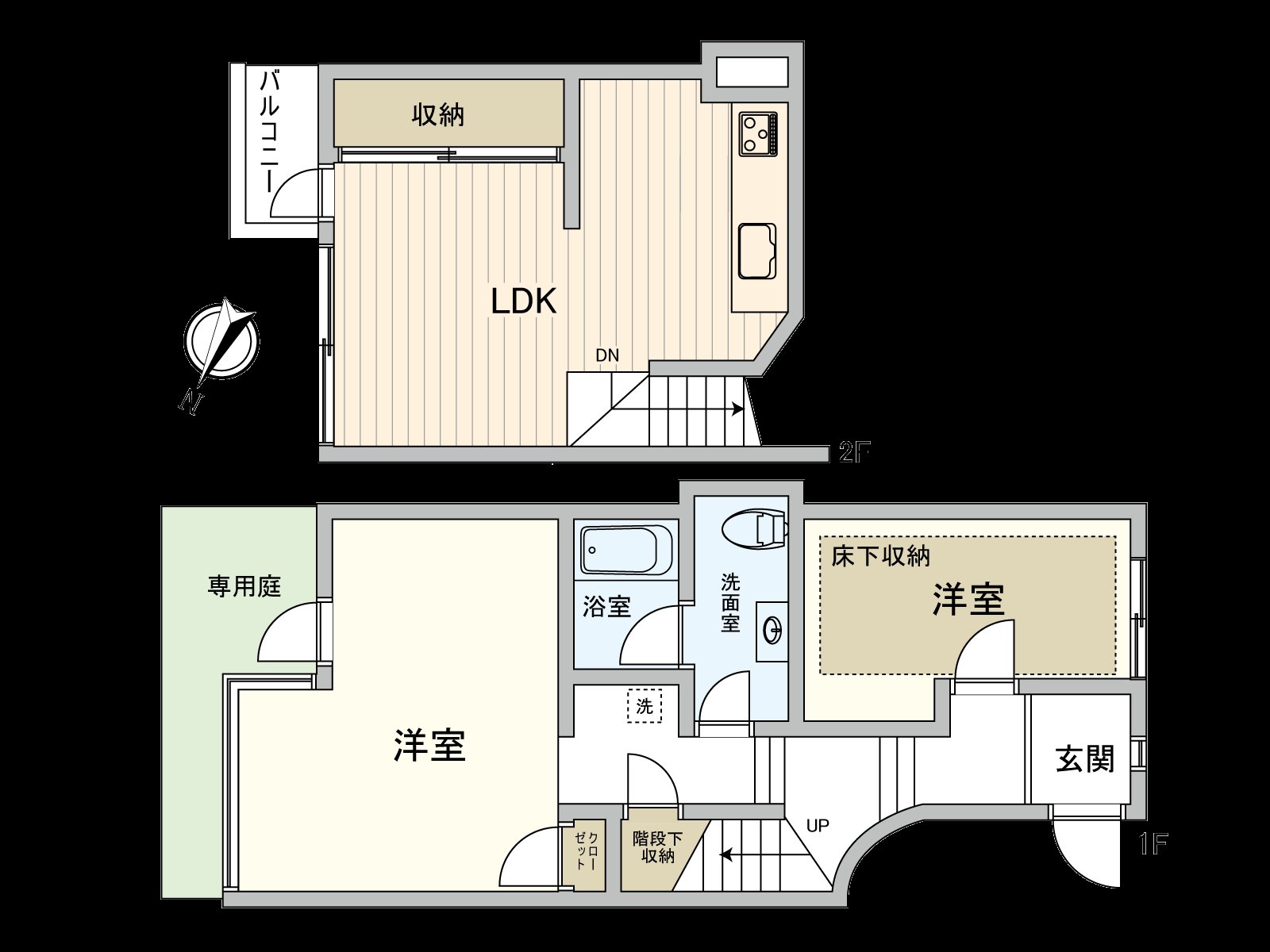 专用院子是被设立的家。生活INN楼梯被采用，家族互相见面的机会增加。