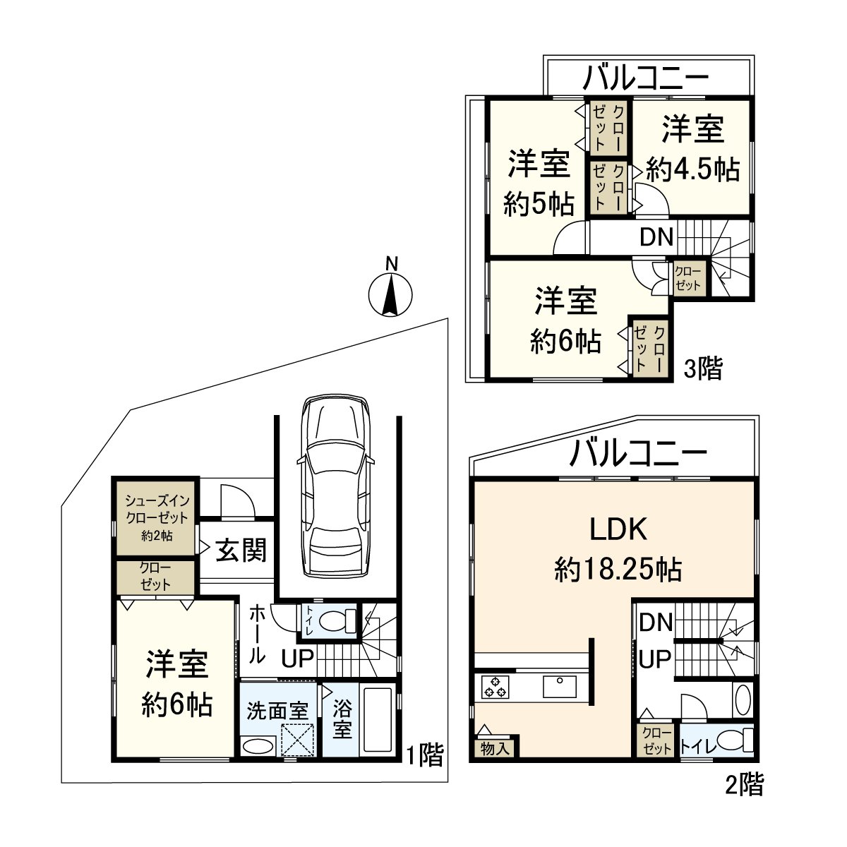 房型图土地面积88.06平米的3层，并且在4LDK上费时间