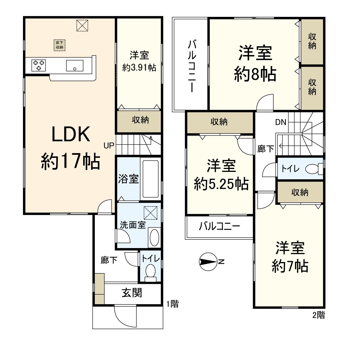 房型图4LDK的房型。阳光良好度南阳台！