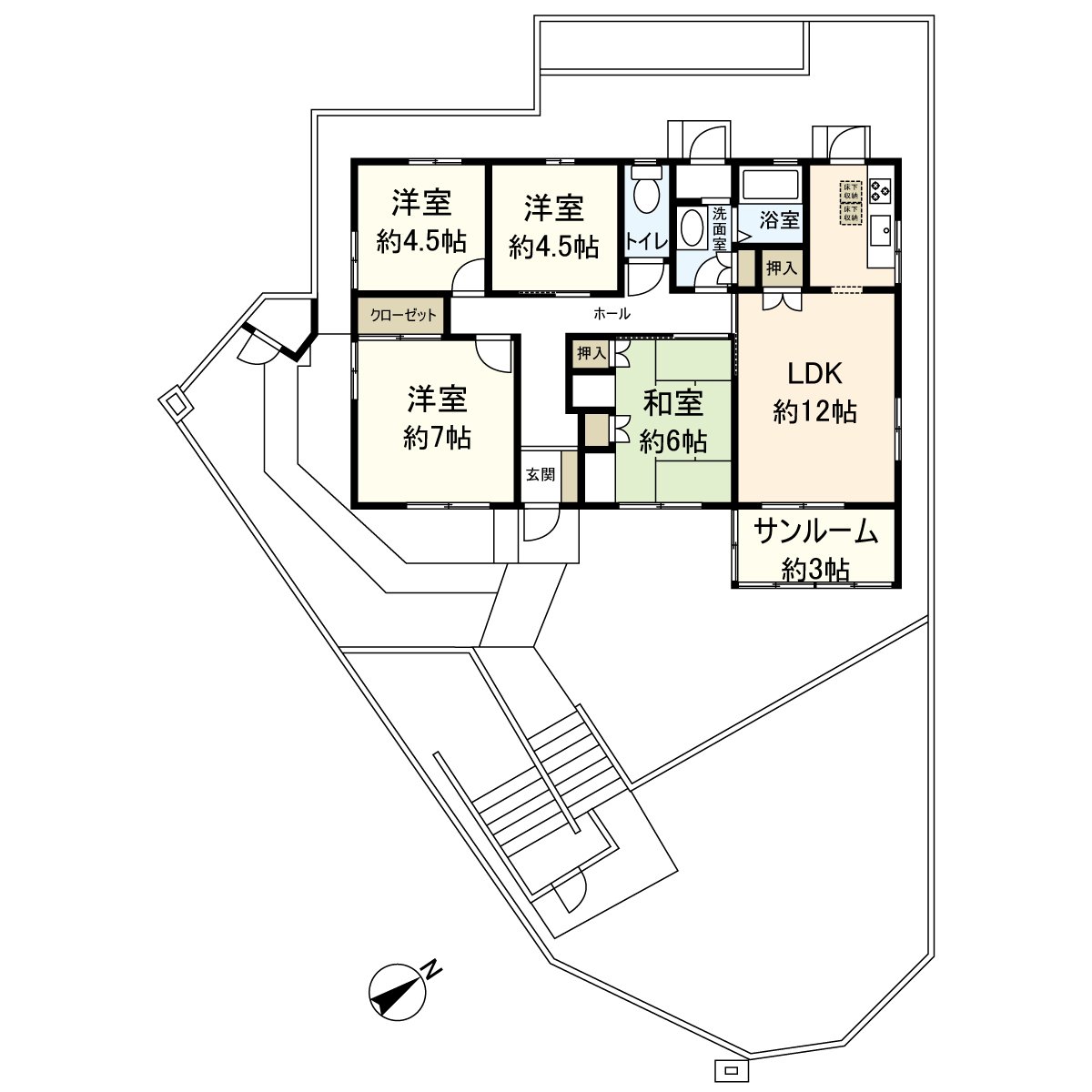 4LDK of 97.20 square meters of Floor plan Total floor area♪