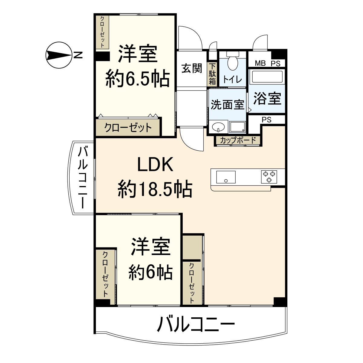 It is Floor plan. 2LDK type of exclusive area 75.85 square meters.