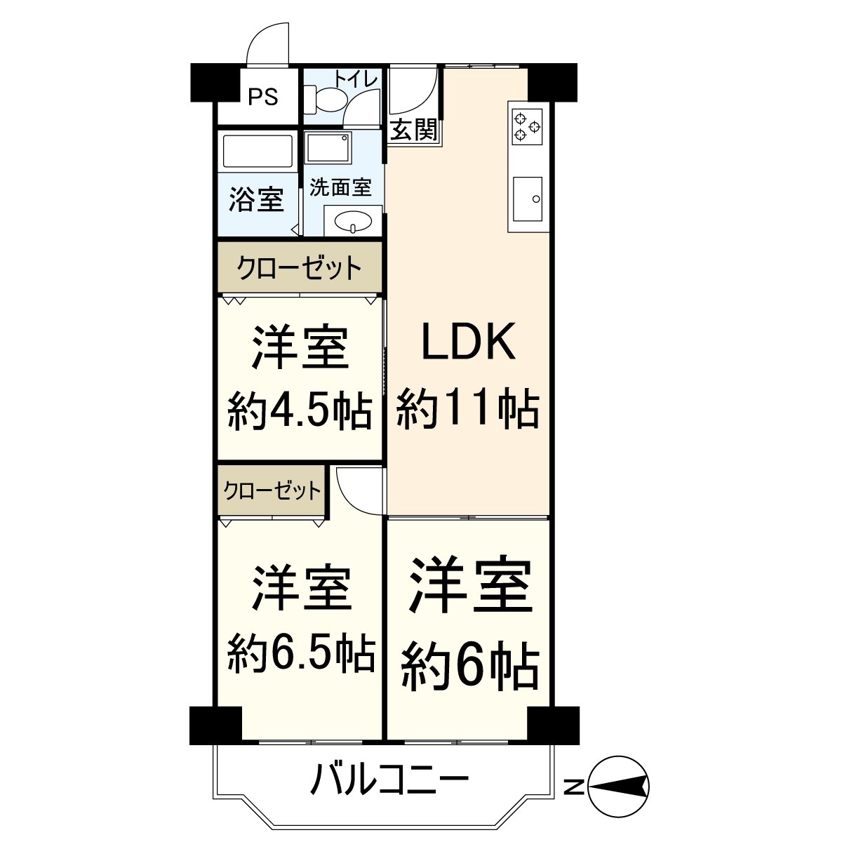 是房型图。实际使用面积60.50平米的3LDK型。