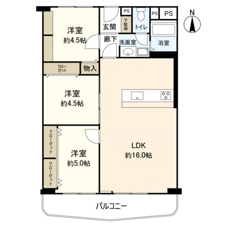 It is floor plan. A 3LDK type of exclusive area 66.66 square meters.