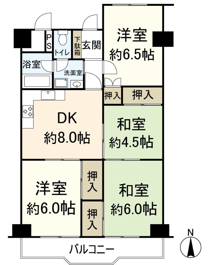 是平面圖。私人使用面積70.75平方公尺的4DK型。