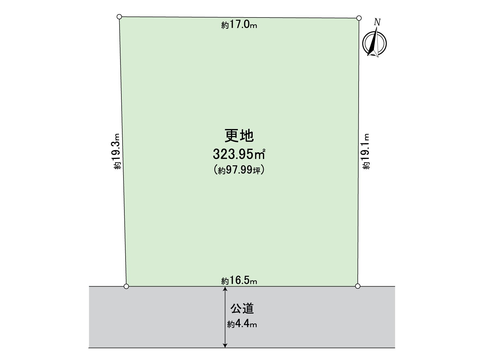 323.95 square meters (about 97.99 tsubo)