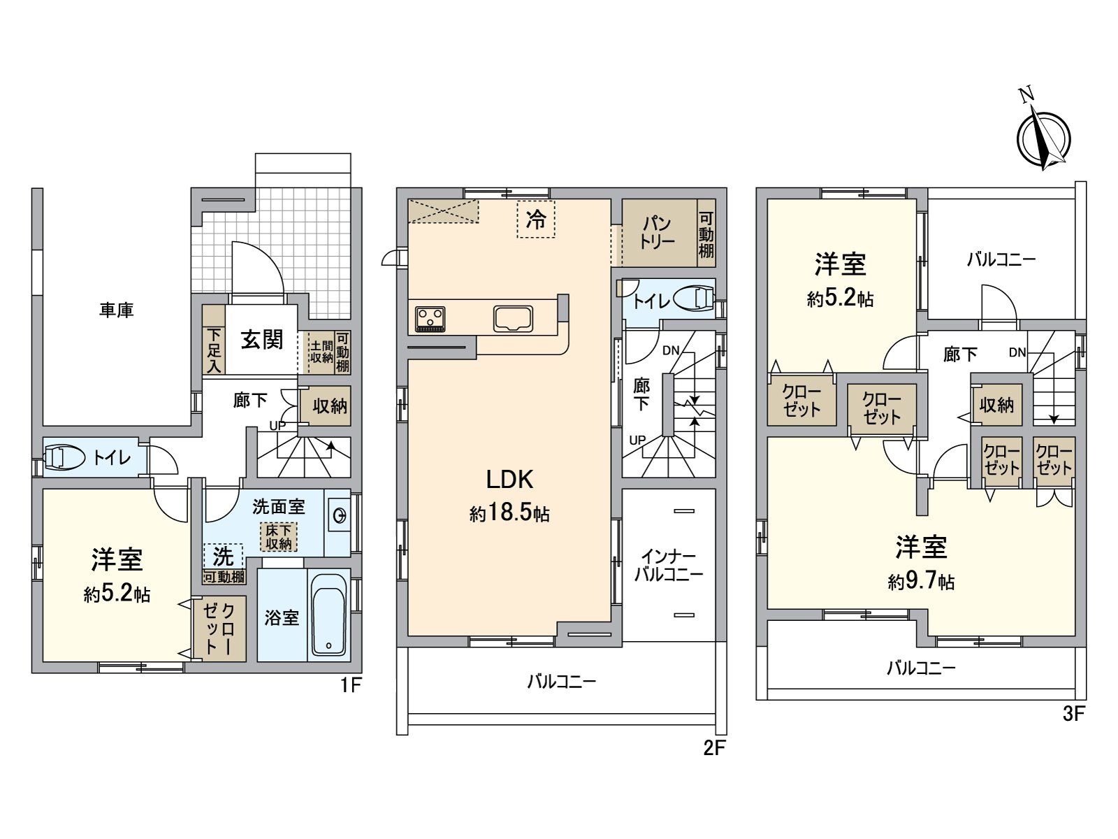 About 9.7 quires of the third-floor Western-style rooms are available for the partitioning by family constitution, too (payment)