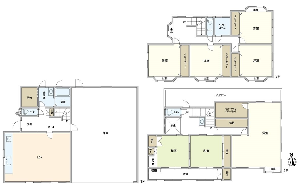 7LDK with three Floor plan restrooms