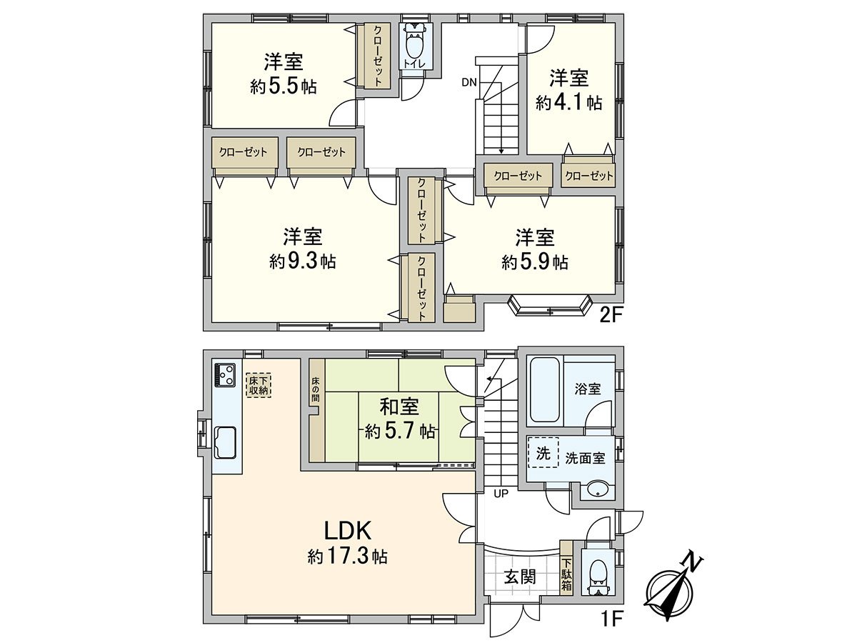 LDK, a place equipped with a water supply is gathered by 1st and is Plan superior in a housework line of flow. There is a space to secure 5LDK, a room of your family.