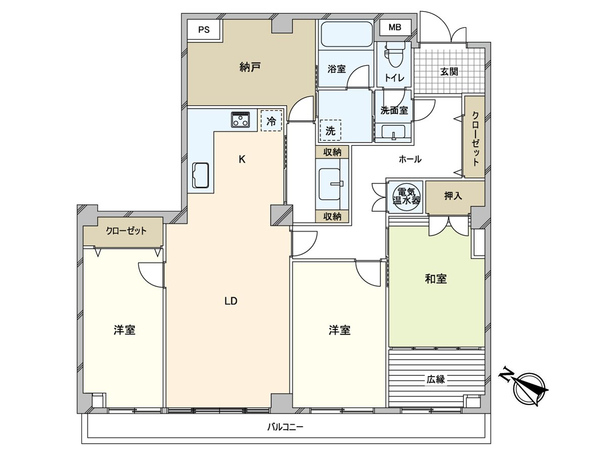 [floor plan] Exclusive area: 108.48 square meters of entrance porch areas: 1.24 square meters of terrace areas: 13.61 square meters