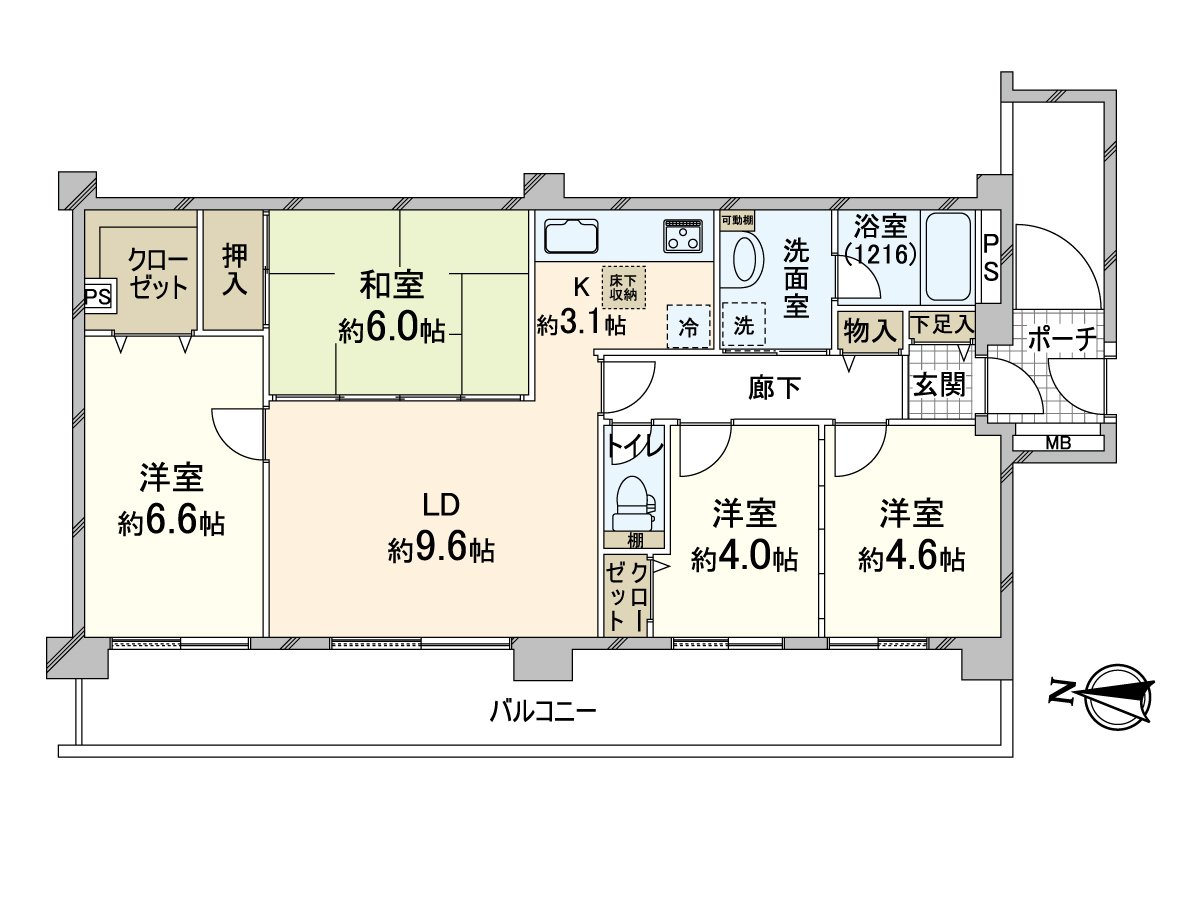 因為約4.0張塌塌米西式房間和西式房間約4.6張塌塌米間隔是可動的隔開所以也作為3LDK可以使用。