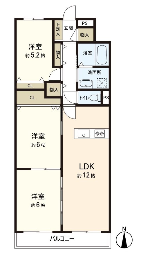 在朝南的阳台作为阳光良好度的LDK。在热的房间可以度过家族团聚的时间