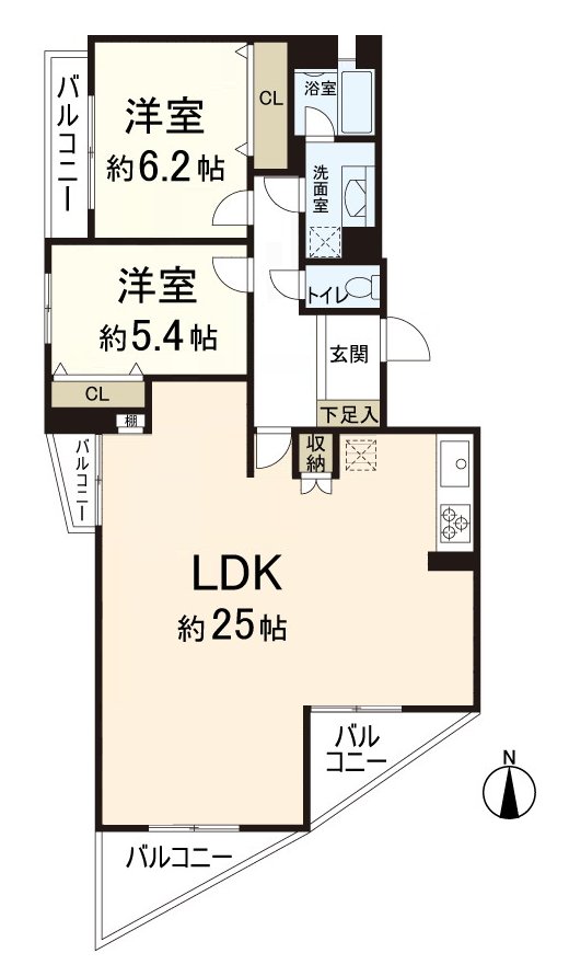 April, 2025 reform Complete Properties. It is 82.59 square meters of exclusive area, Plan of 2LDK