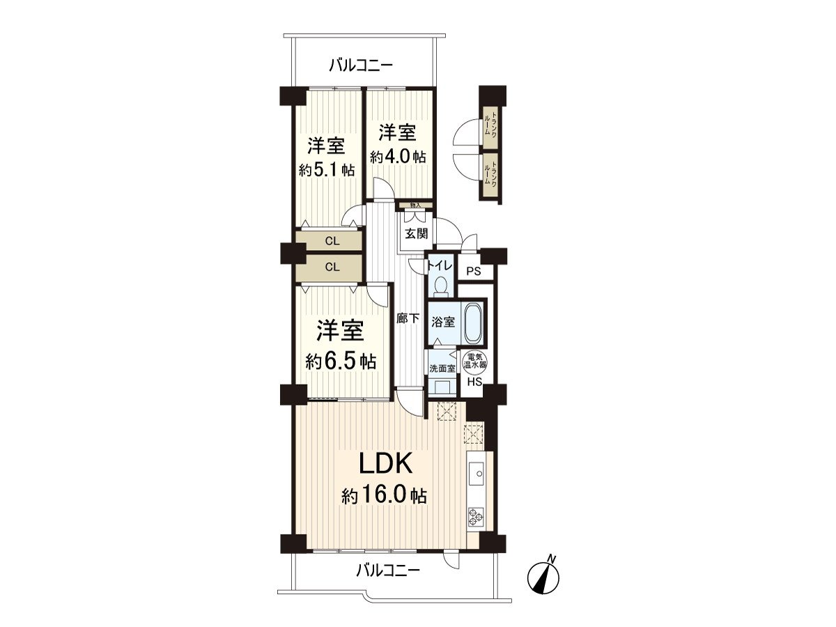 8层楼Mansion的6楼部分。阳光，通风在适合东南的阳台良好的住戸