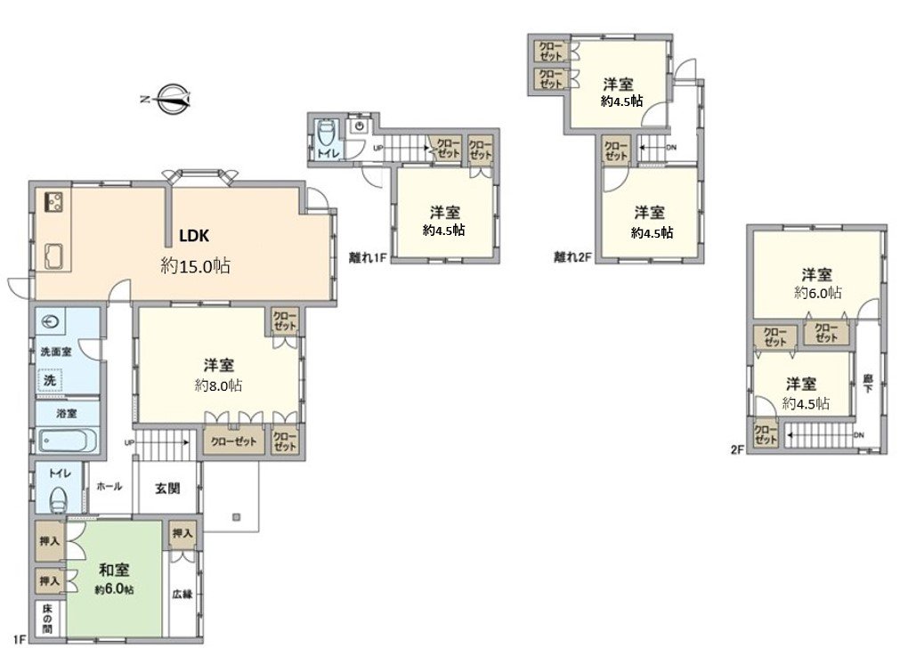 It is Plan of 7LDK in a main building, the detached room