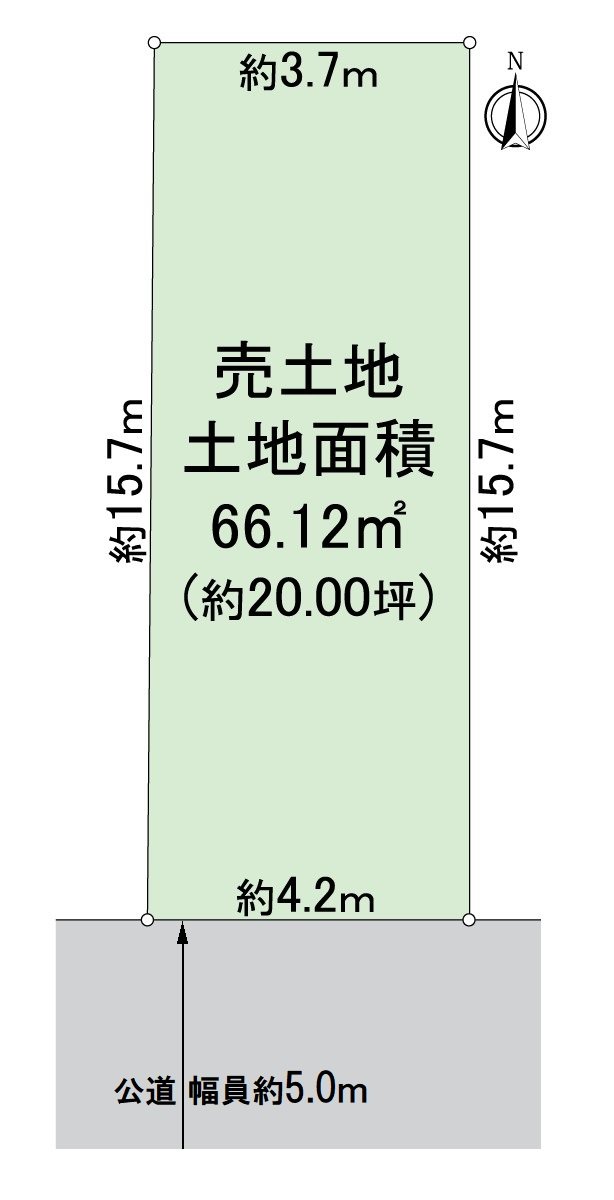 是表示用地全体的形状的区划图。可以确认用地的形状和接壤道路情况。