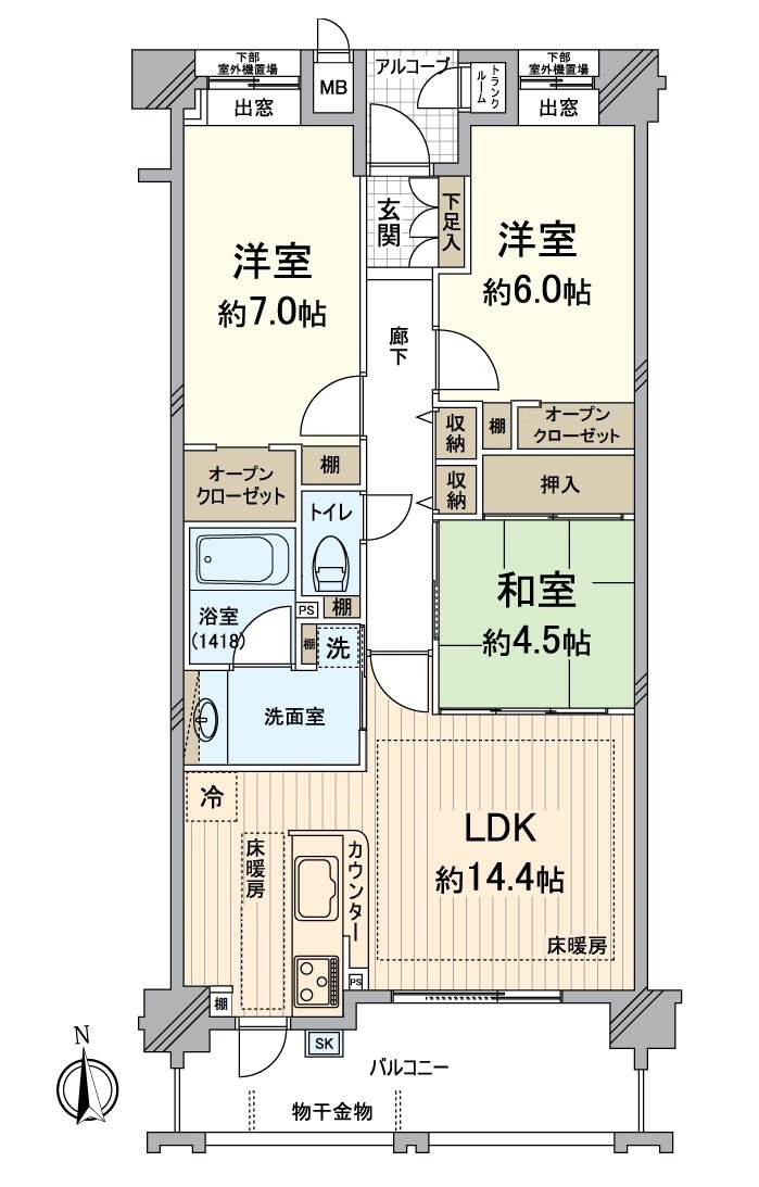是表示全体房源的版面设计的房型图。对流迹线以及采光具有参考作用。