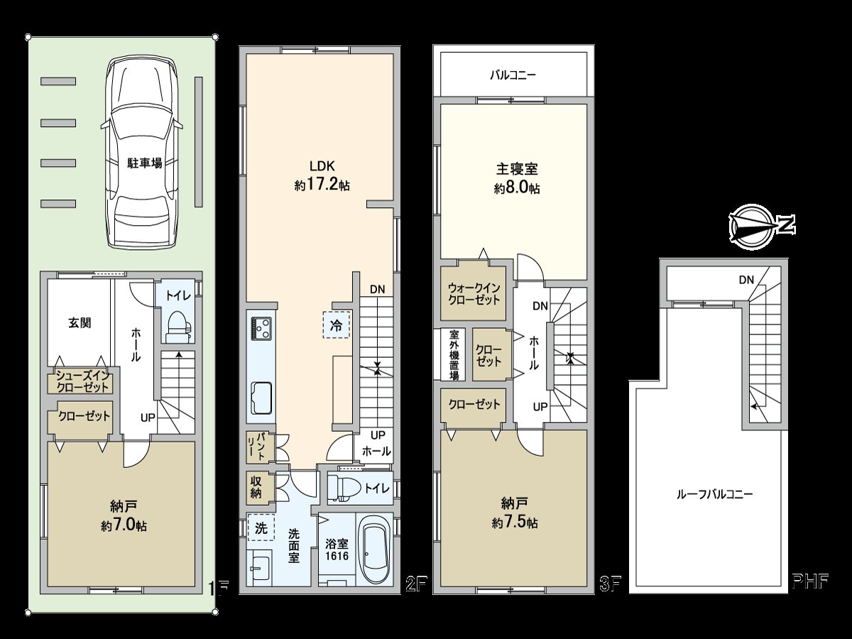 1SSLDK of LDK about 17.2 quires ※S service space is the home where a place equipped with a water supply was gathered on the second floor of the storeroom