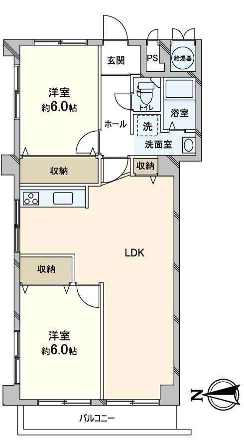 实际使用面积60.34平米，2LDK