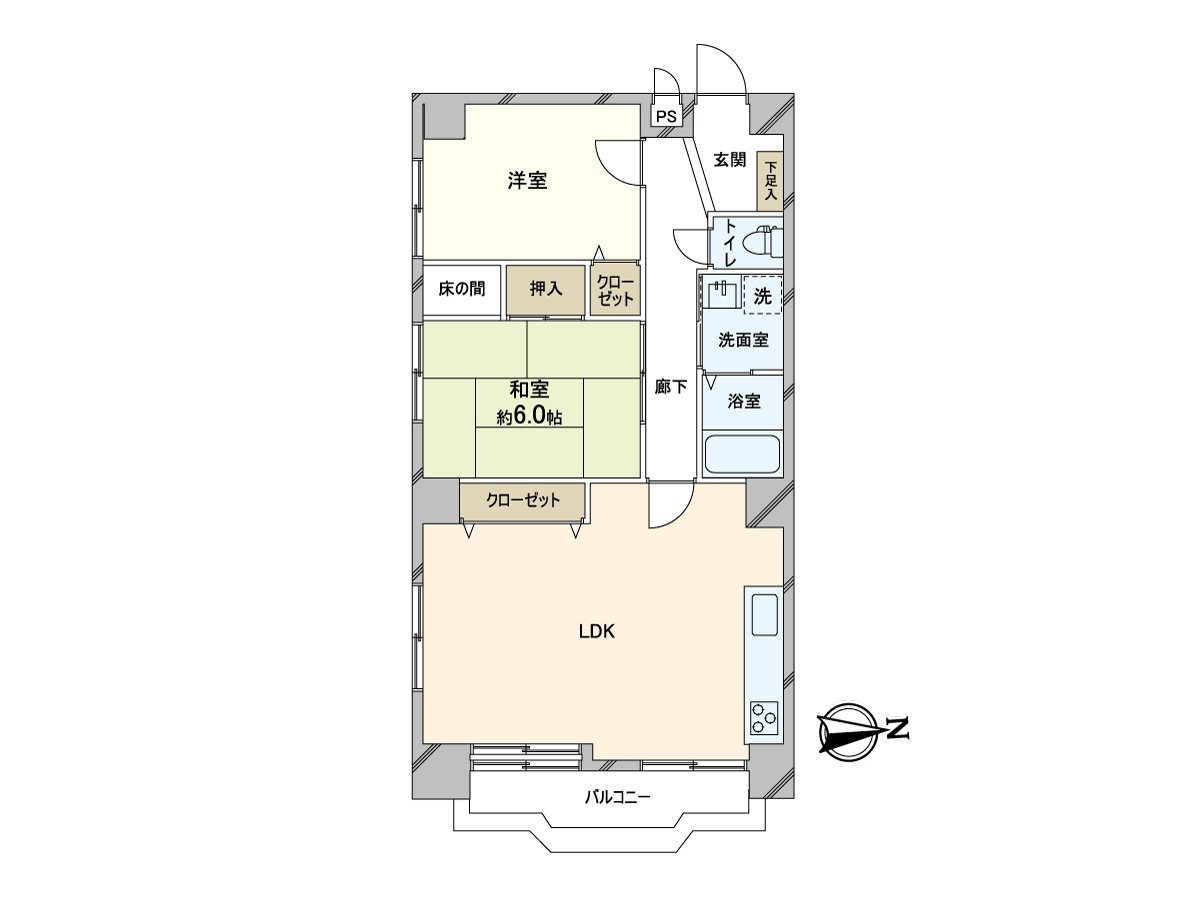 Plan of exclusive area/66.54 square meters 2LDK