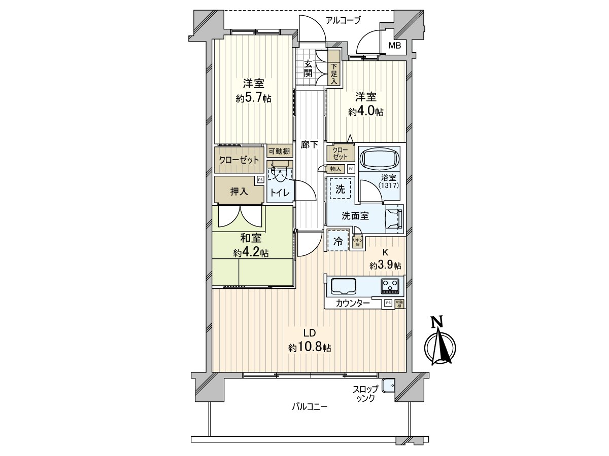 It is Plan easy to use of the 3LDK.
