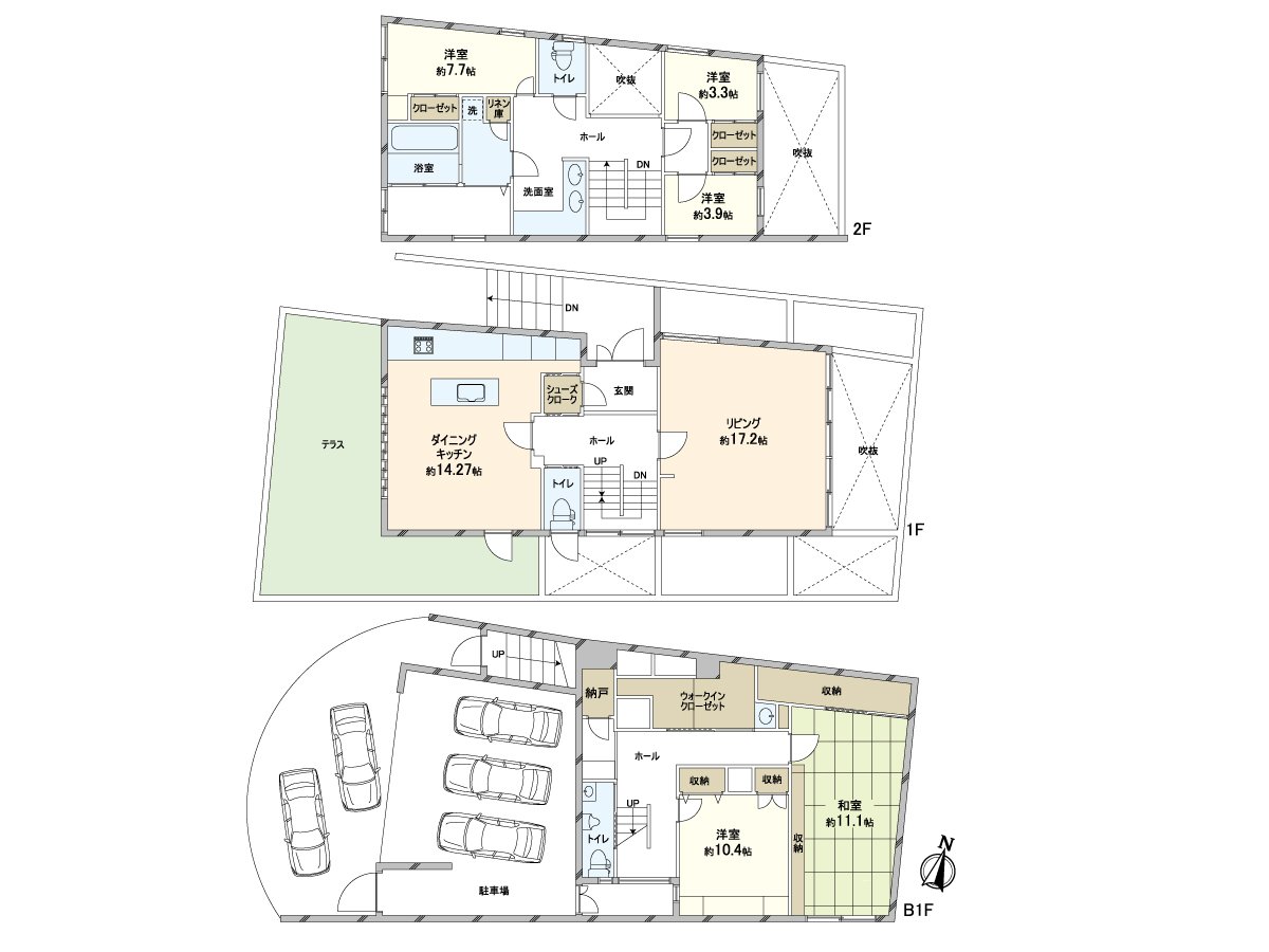 Plan of 322.34 square meters of Total floor area (I include a garage part), 5LDK