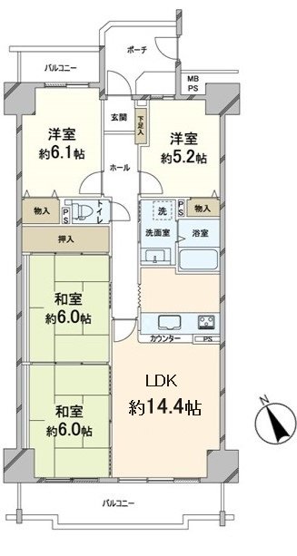 是85.71平方公尺、4LDK的房間。
