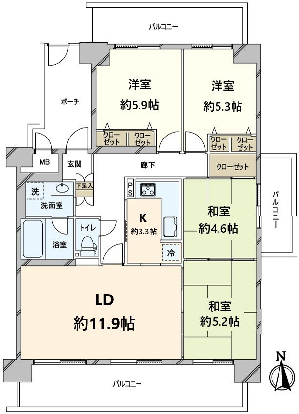关于房型3 84.46平米/4LDK采光房是日照通风良好