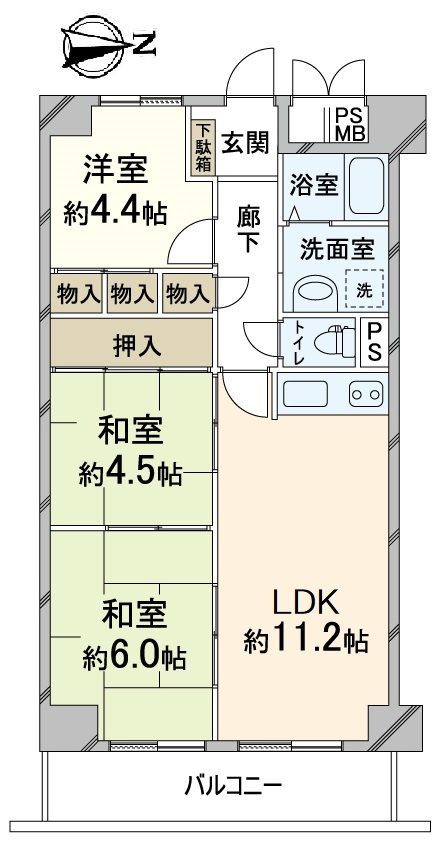 陽光、風景良好度的東面朝向的住戸。能和感覺清醒根據牆帳單廚房保持住空間。
