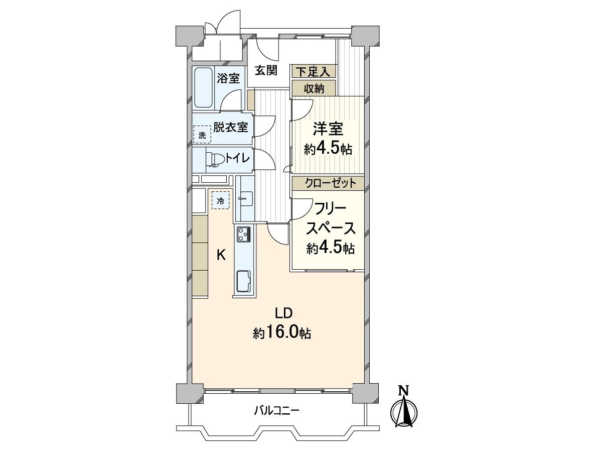 66.21 square meters of exclusive area, Plan of 1SLDK