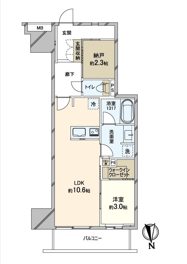 [floor plan] 1SLDK type of exclusive area 43.58 square meters