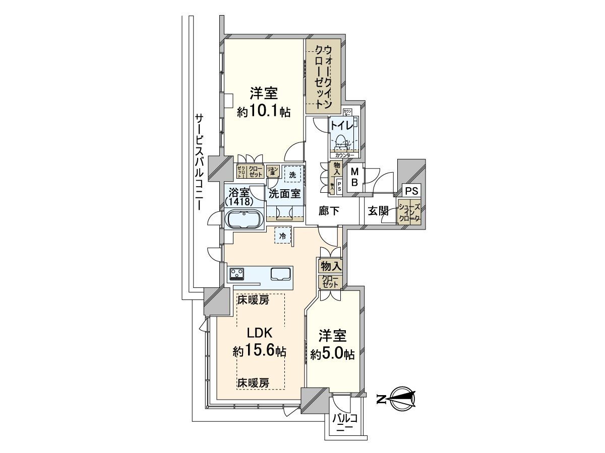 [floor plan] 2LDK type of exclusive area 78.42 square meters
