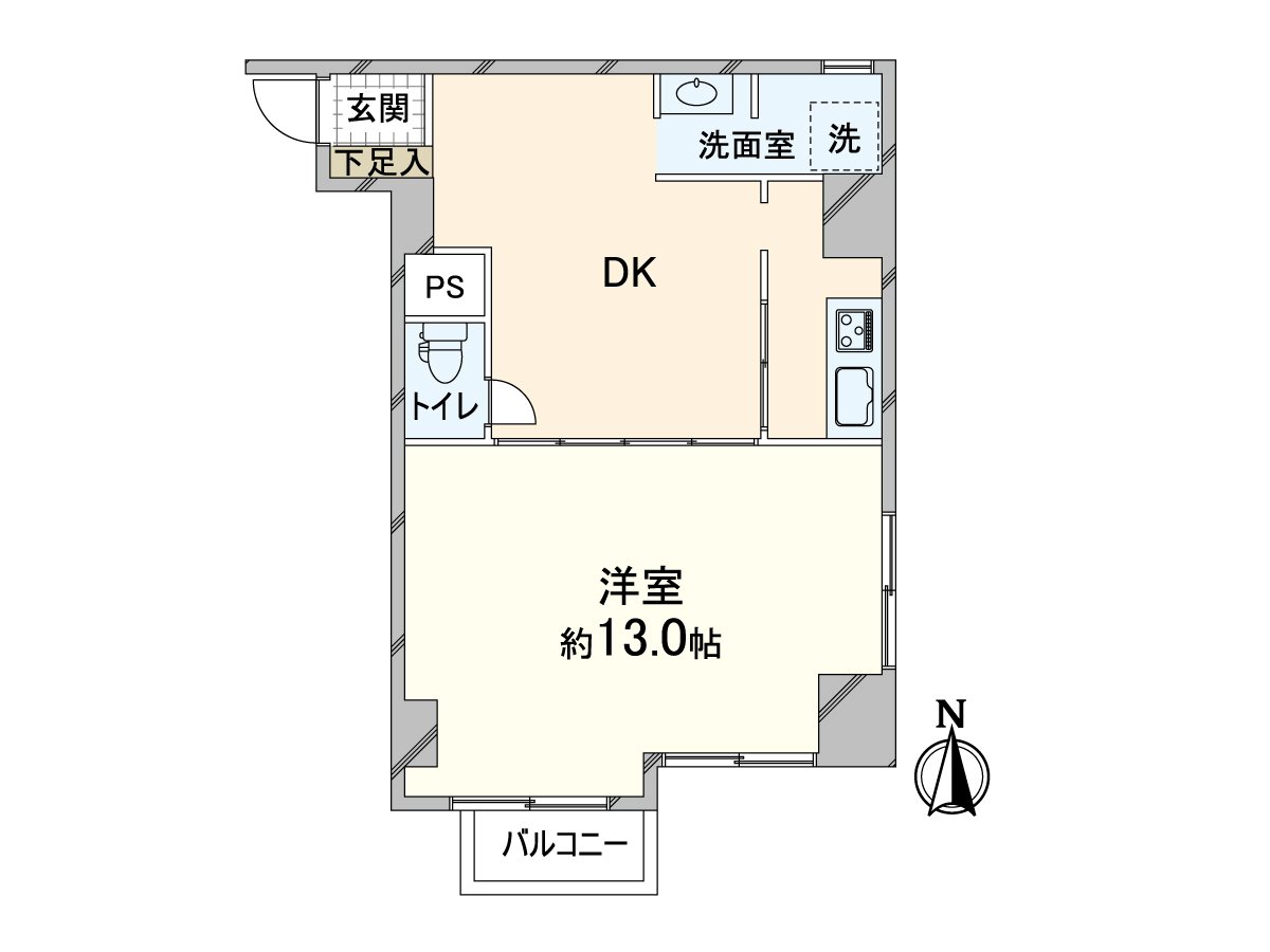 私人使用面積45.46平方公尺的1DK型