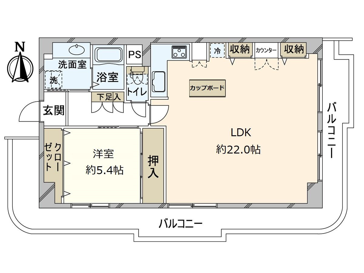 70.40平米/1LDK/11层楼10楼部分/3面导航阳台(南、东、西)的房间