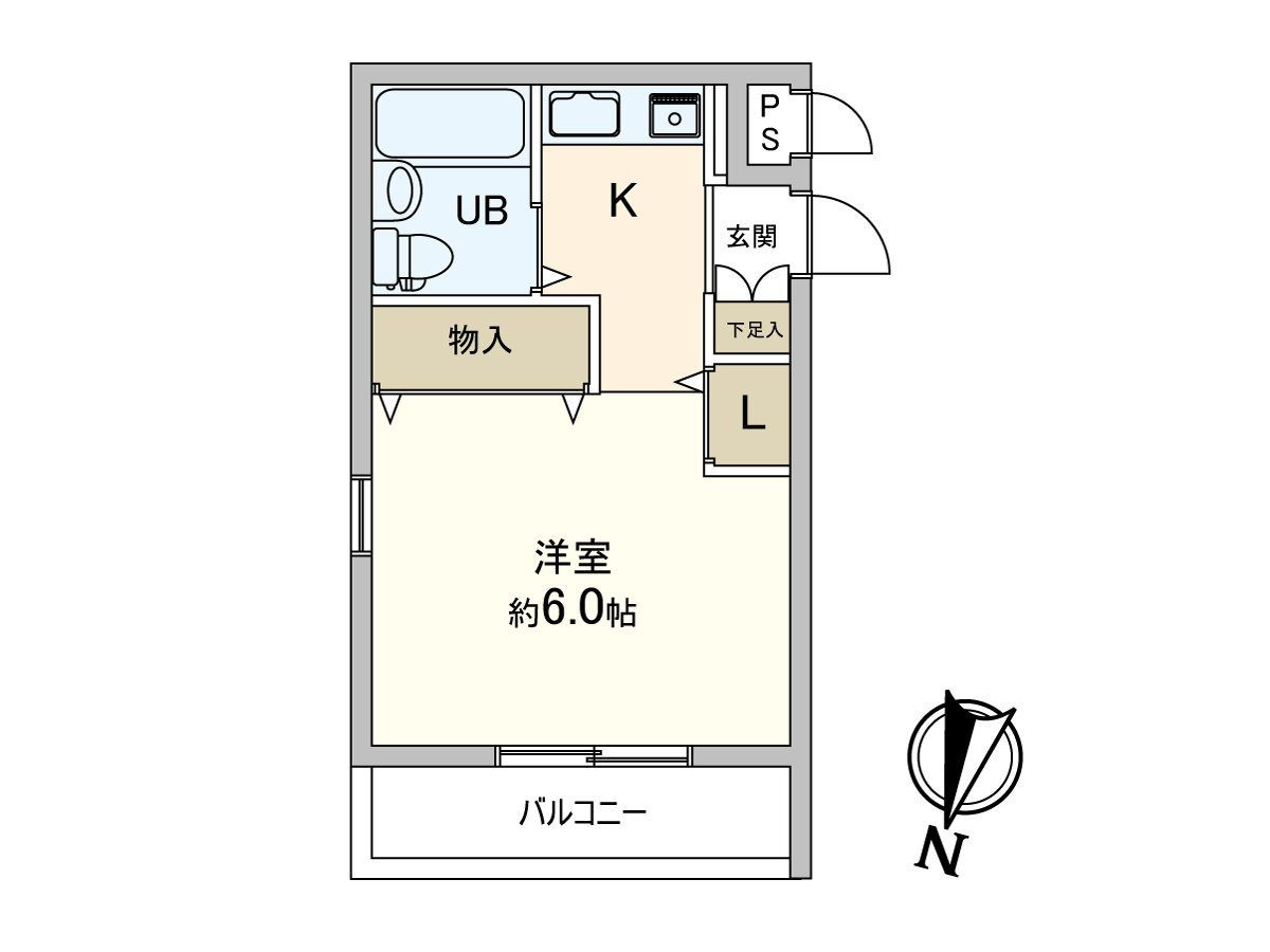 It is a room of the one-room within the range of a 5-minute walk from the nearest station.