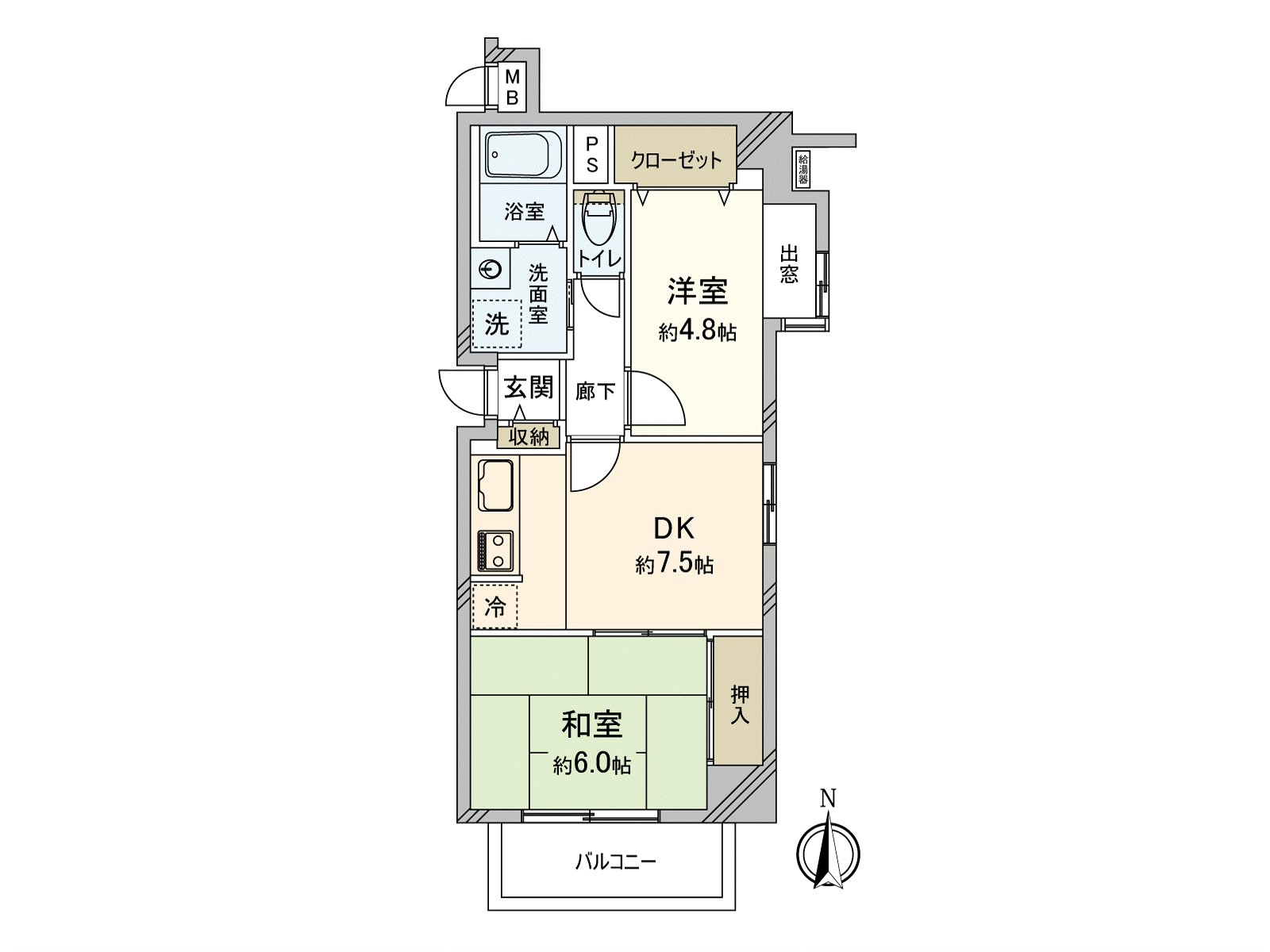 [floor plan] Plan of 2DK.