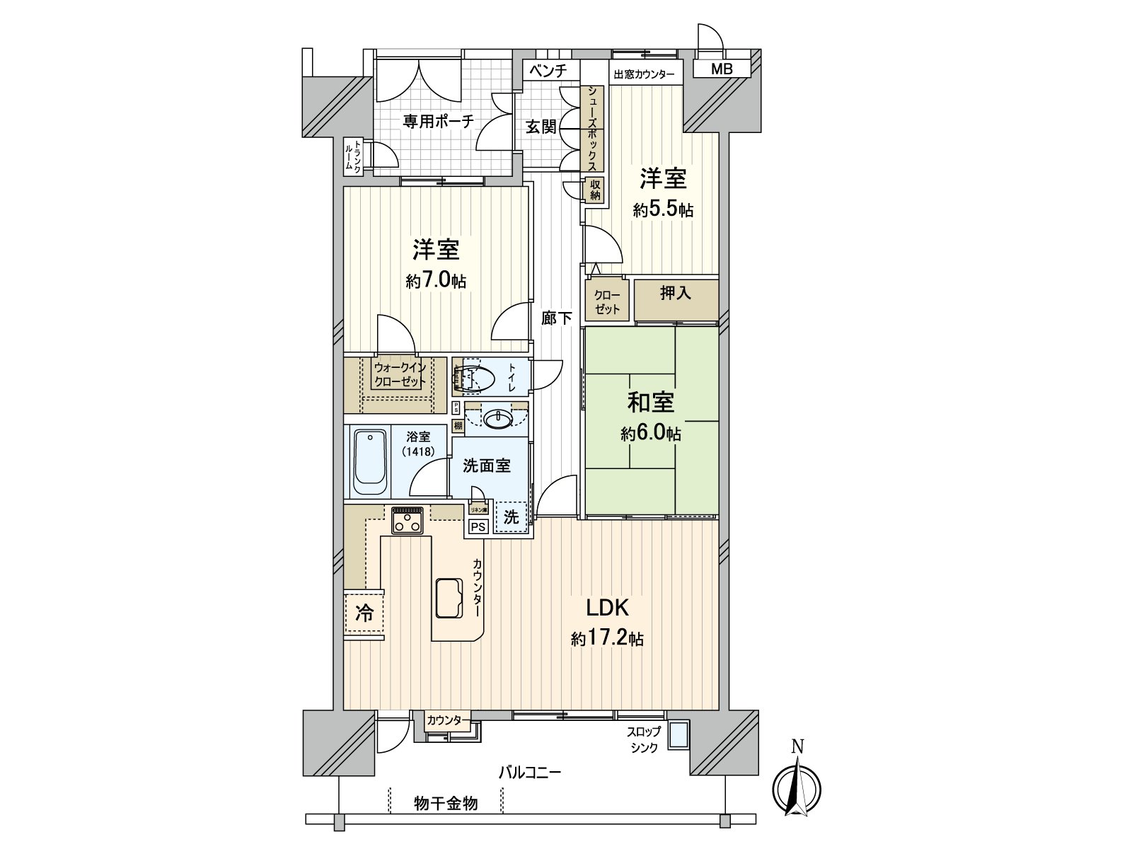 [平面圖]是私人使用面積約80.81平方公尺，3LDK的房型的房間。