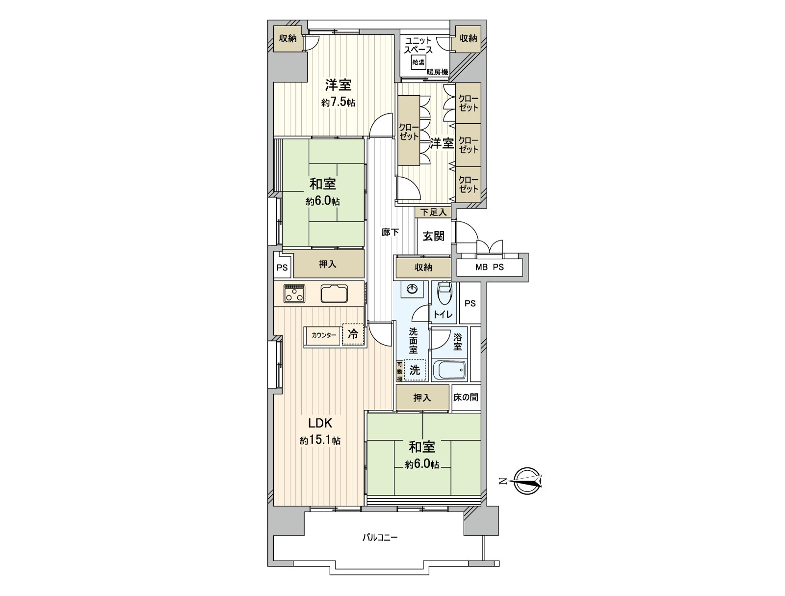 房型图实际使用面积99.48平米的4LDK。