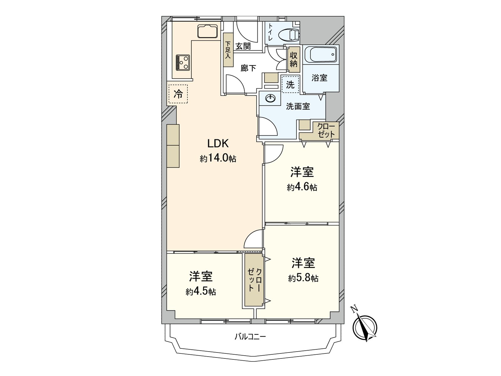 [floor plan] It is 11th floor part top floor, a room of the Plan of the 3LDK.