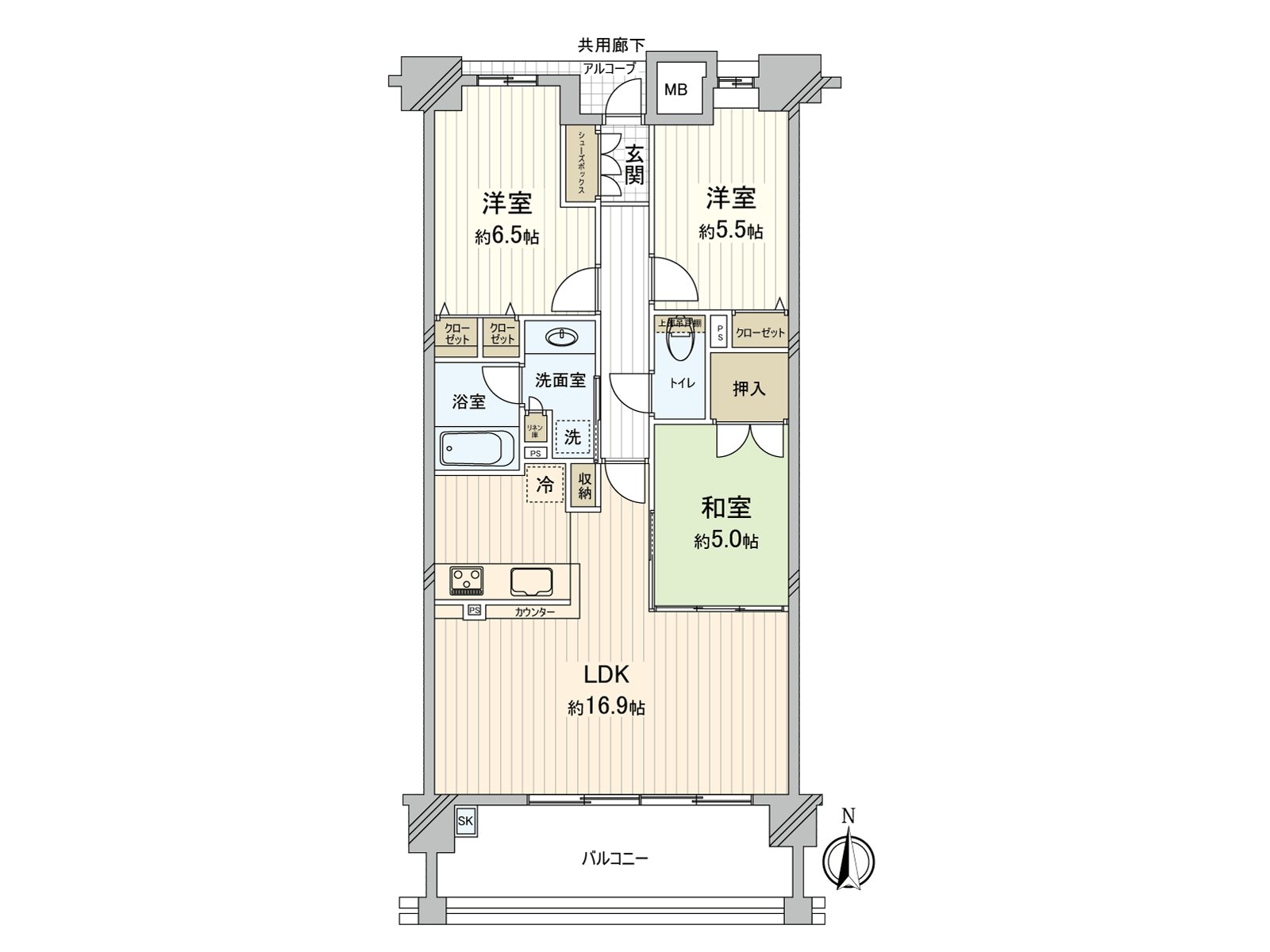 [平面圖]是8樓部分3LDK的房型的房間。