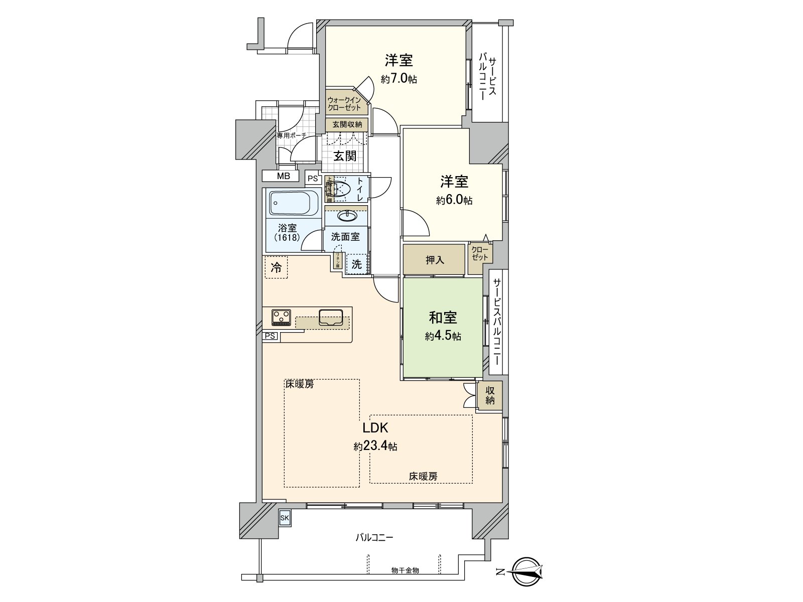 The Southwest Orientation corner unit which the ･ view per positive has good. There is storing in the indoor everywhere including a walk-in closet and the closet and can keep house space clearly.