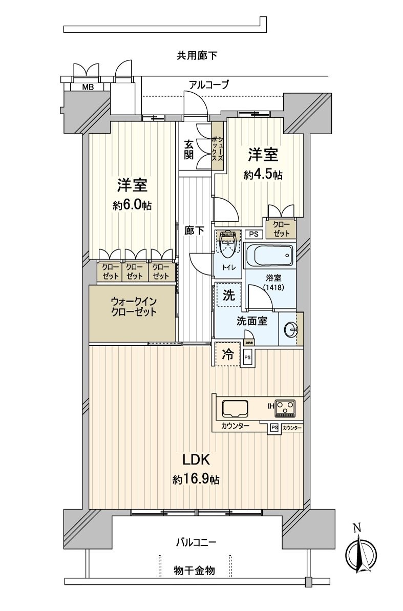 是作为房型图可饲养宠物的2LDK的房间。