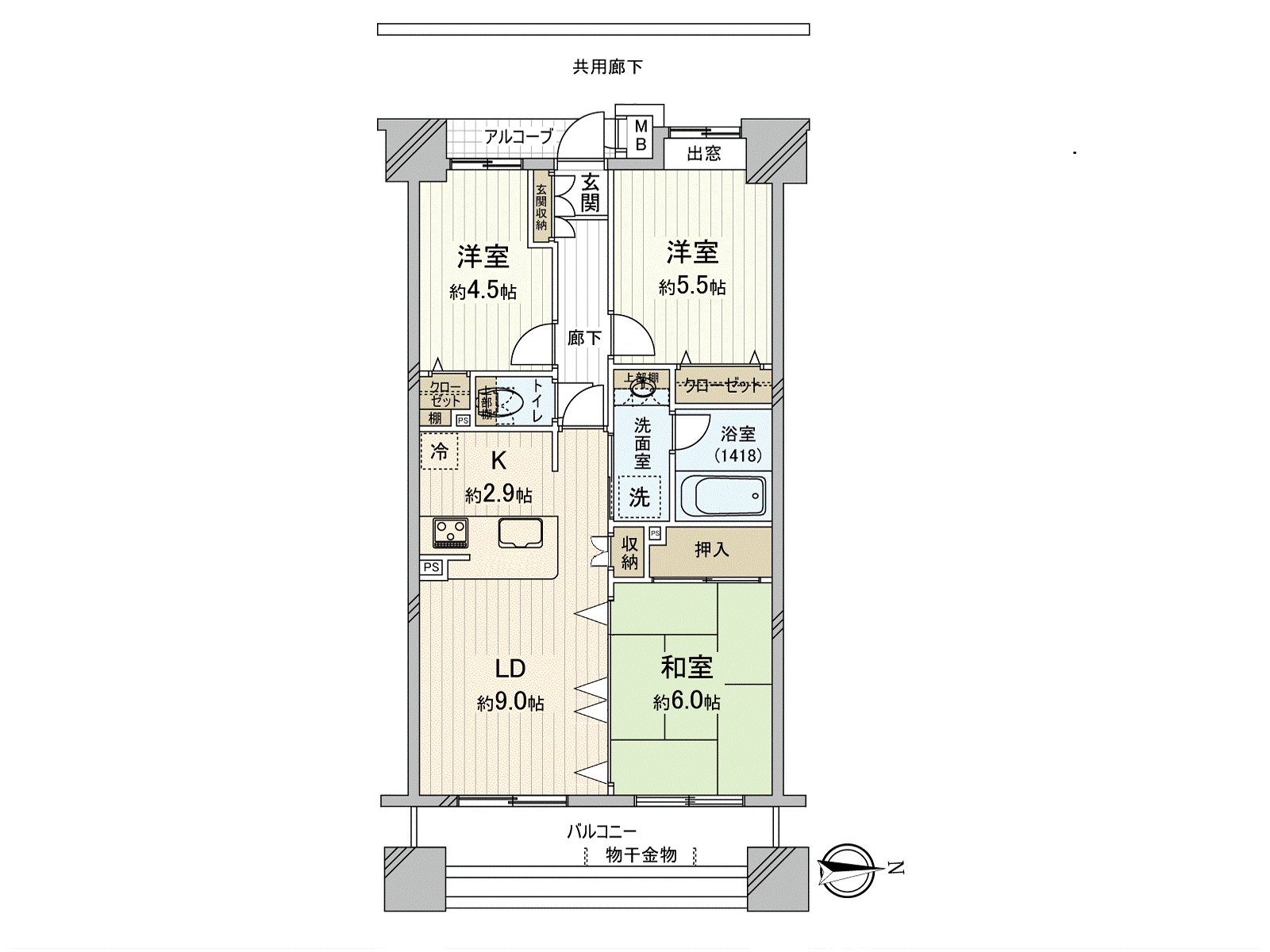 [户型平面图]是3LDK.61.65平米的房间。