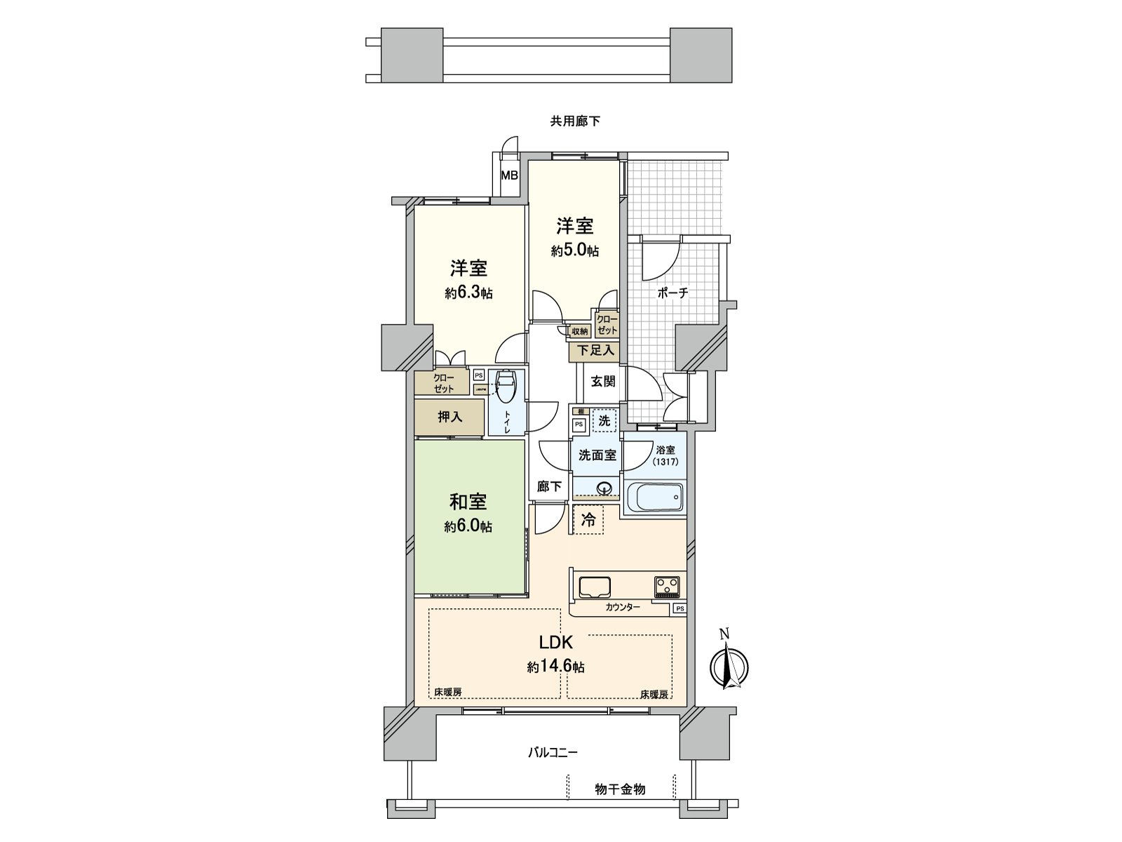 [房型图]・大阪Metro今里筋线"新森古市"车站步行8分钟、JR大阪东线"鴫野"车站步行9分钟