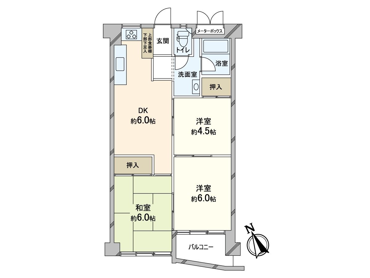 平面圖52.52平方公尺的3DK