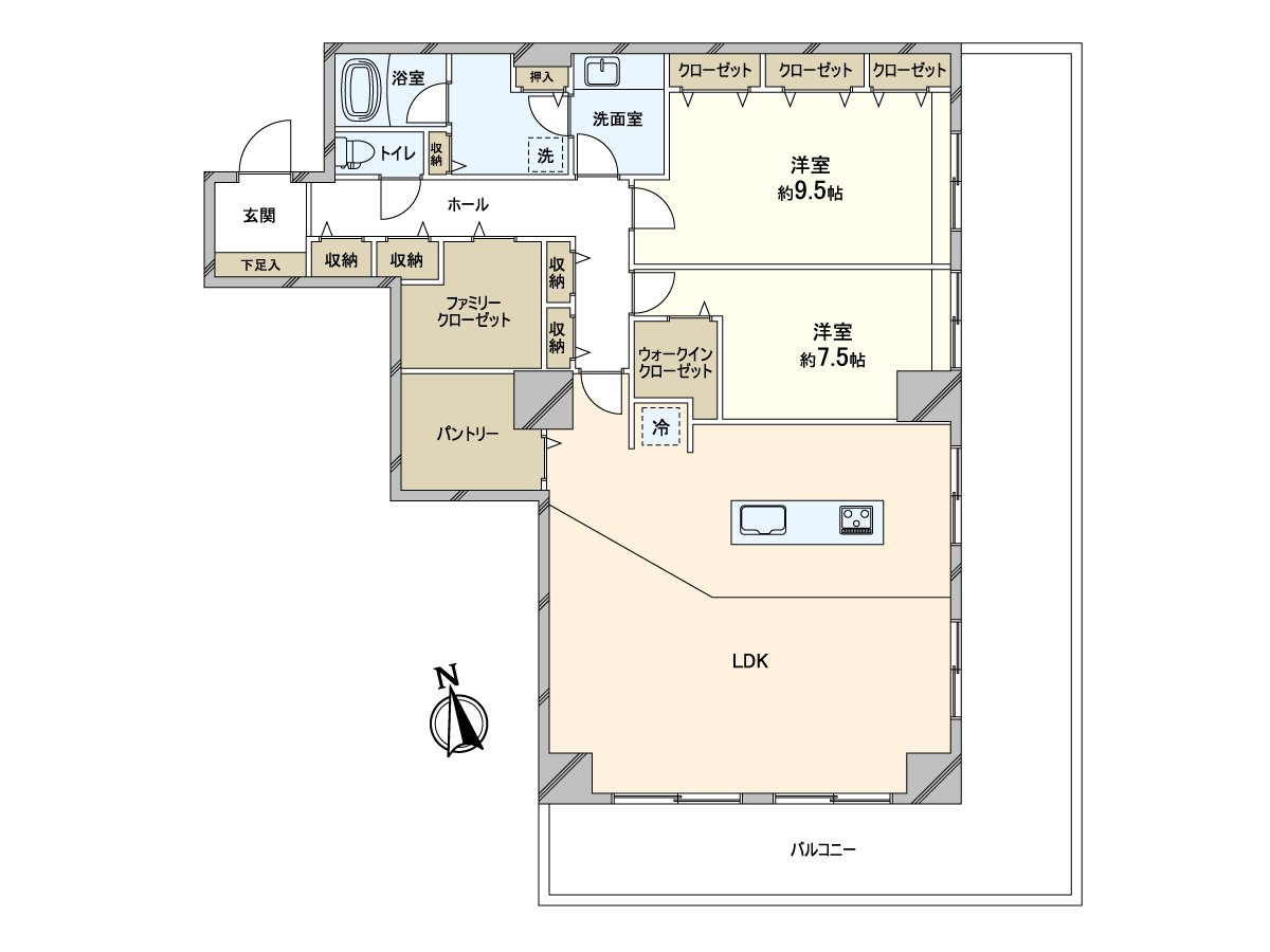 It is a 28-story bldg. 24th floor part, Plan of 2LDK.