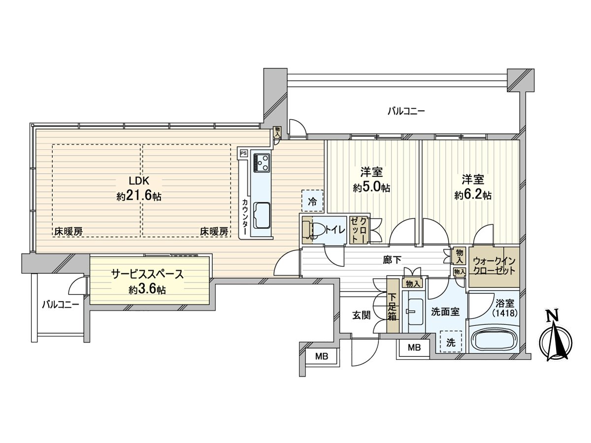平面圖5樓部分2SLDK的房型